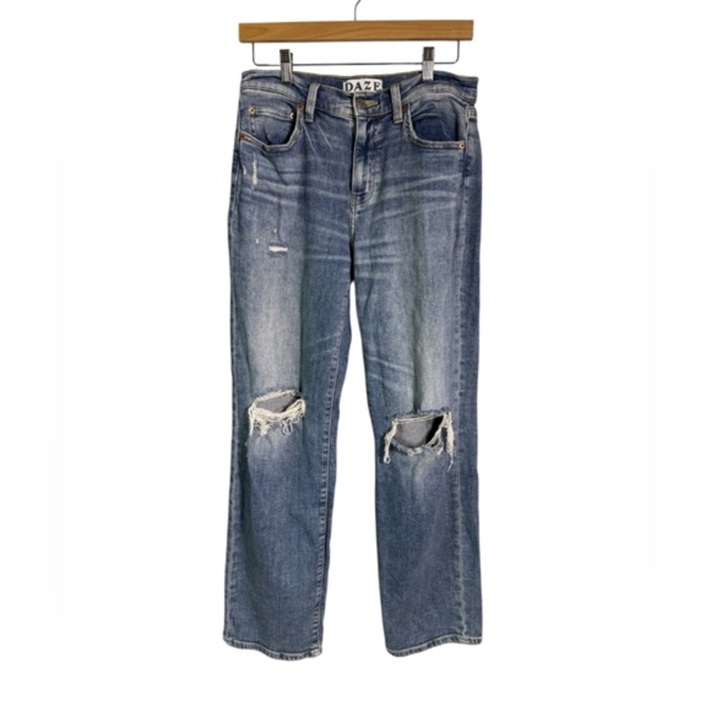 DAZE High Rise Straight Leg Jeans‎ Size 28 Distressed Medium Wash